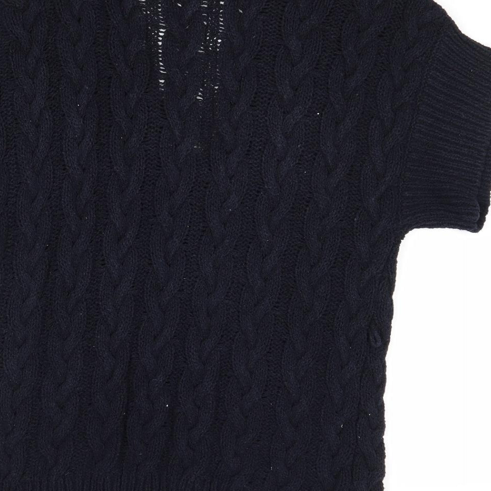Marks & Spencer Womens Blue V-Neck Cotton Pullover Jumper Size 10