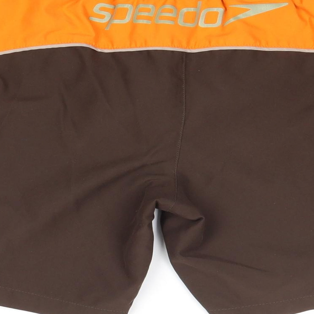 Speedo Boys Brown Colourblock Polyester Sweat Shorts Size L Regular