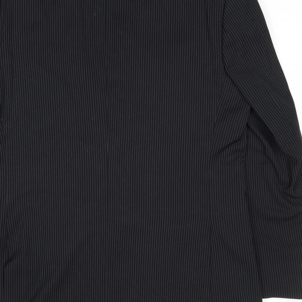 Burton Mens Black Striped Polyester Jacket Suit Jacket Size 44 Regular