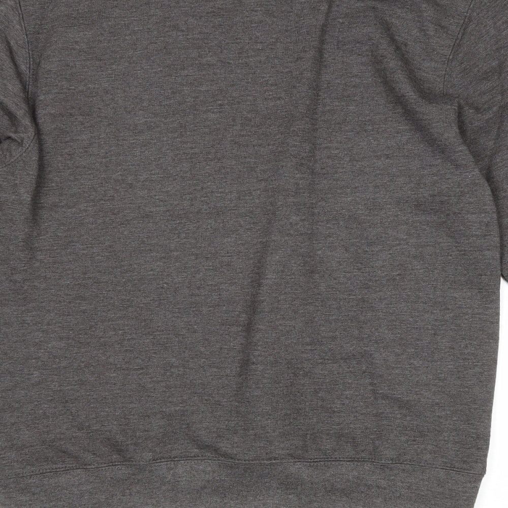 Just Hoods Mens Grey Cotton Pullover Sweatshirt Size S - Lights Out And It's Ho Ho Ho