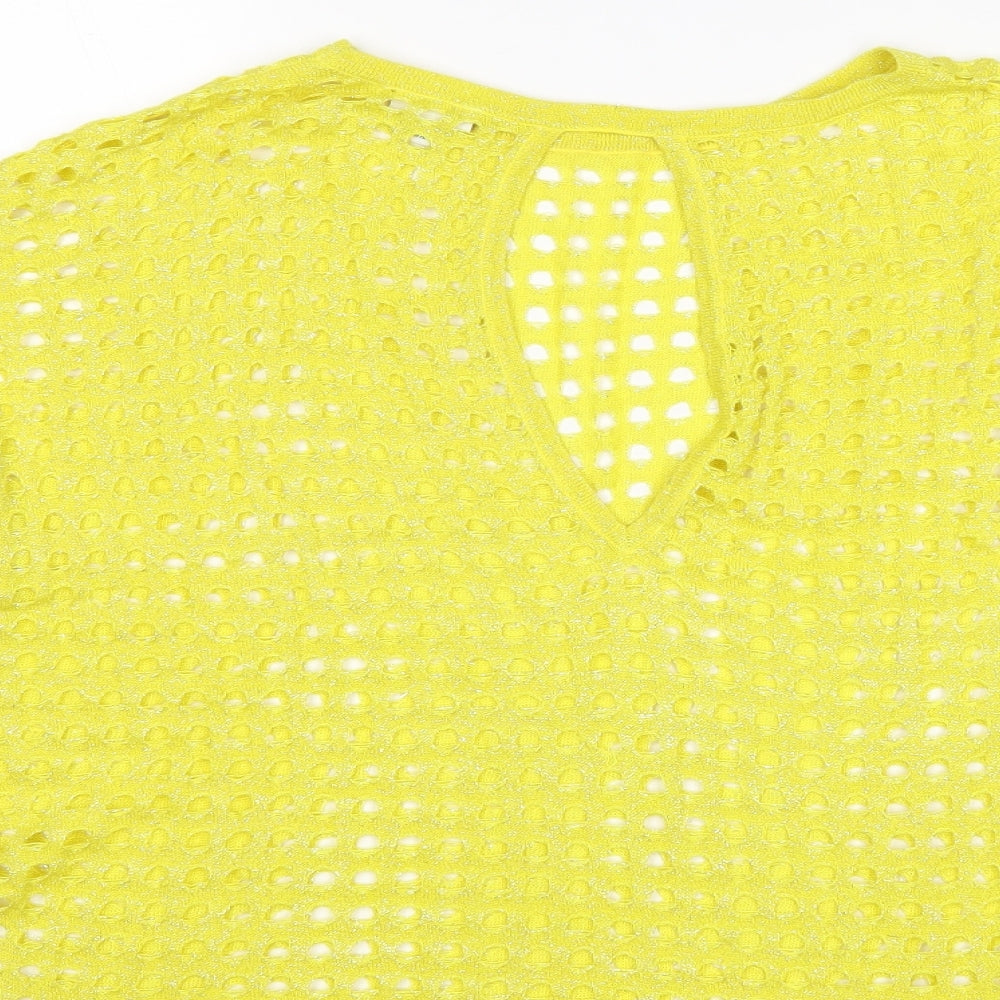River Island Womens Yellow Round Neck Viscose Pullover Jumper Size XS