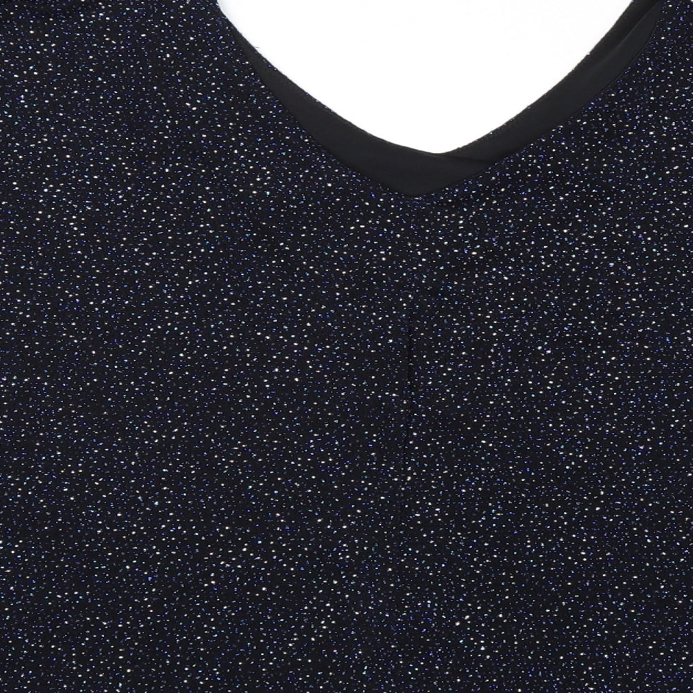 Dorothy Perkins Womens Blue Geometric Nylon Basic Blouse Size 16 V-Neck