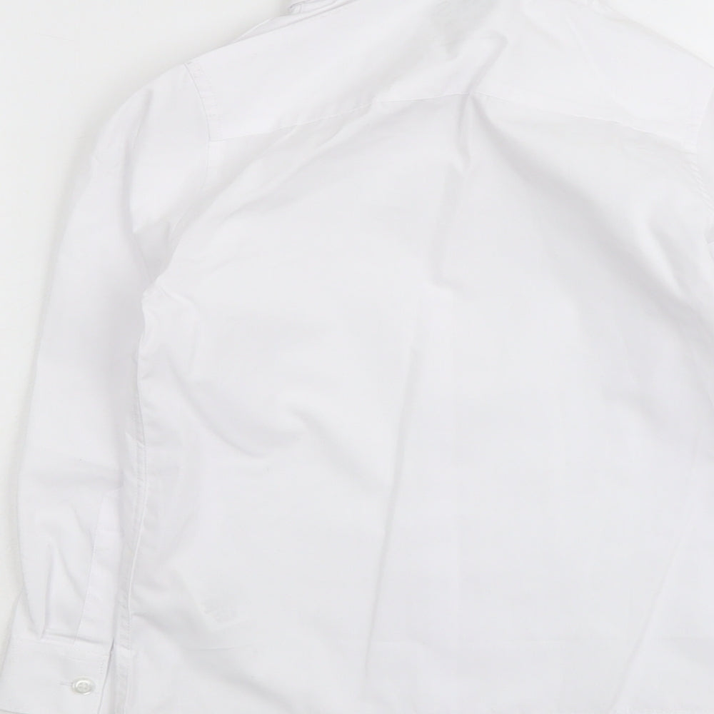 Marks & Spencer Boys White Polyester Basic Button-Up Size 8-9 Years Collared Button