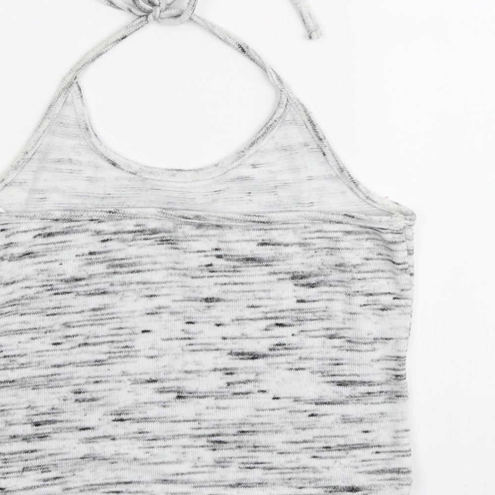 New Look Womens Grey Geometric Polyester Cropped Tank Size M Halter