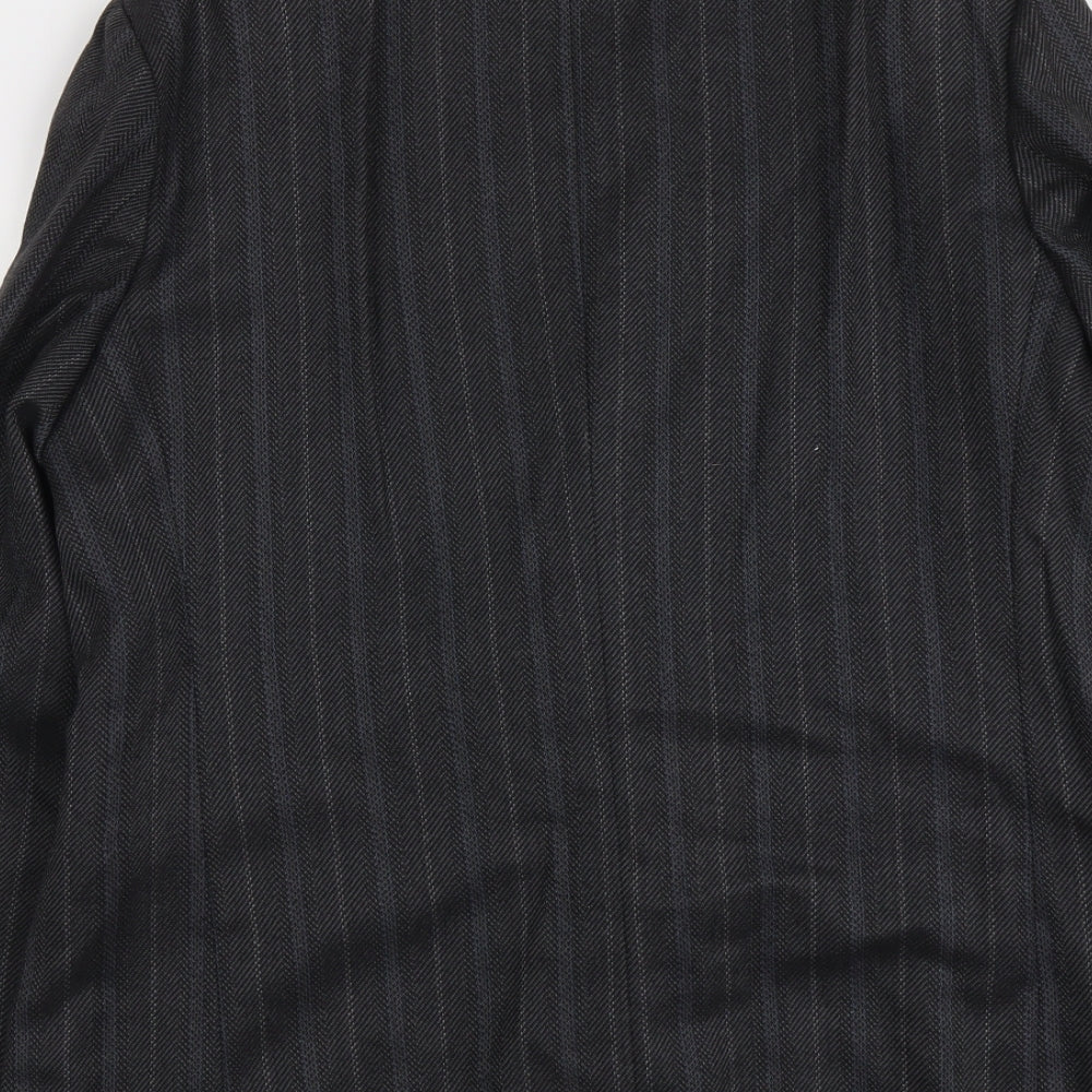 Hornes Mens Grey Striped Polyester Jacket Blazer Size L Regular