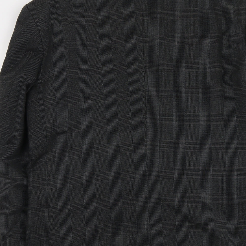Marlowe Mens Grey Plaid Polyester Jacket Suit Jacket Size L Regular