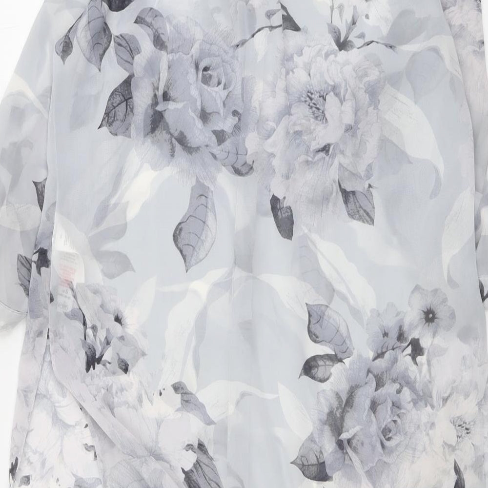 Wallis Womens Grey Floral Polyester Basic Button-Up Size S V-Neck