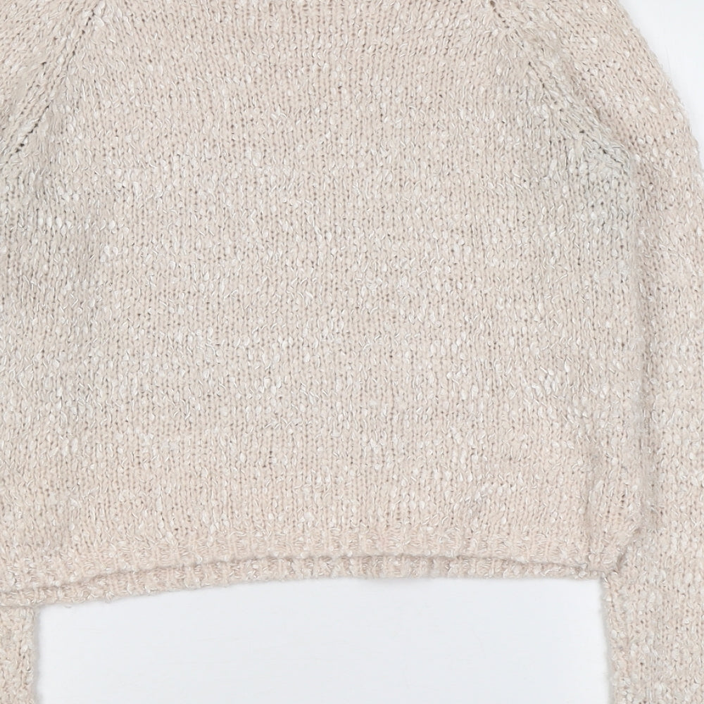 H&M Womens Pink Round Neck Acrylic Pullover Jumper Size 10