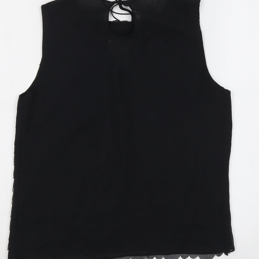 Max Studio Womens Black Polyester Basic Tank Size S Round Neck