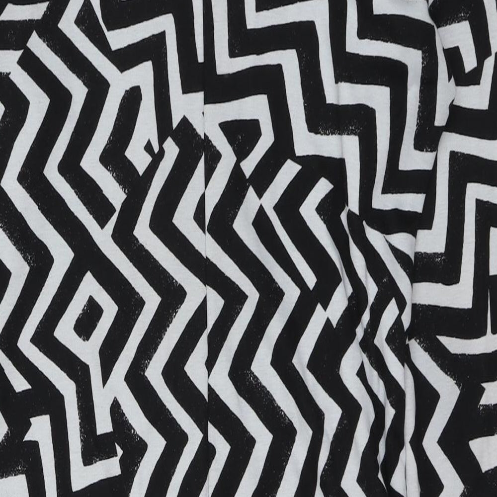 H&M Womens Black Geometric Polyester A-Line Size L Round Neck Pullover