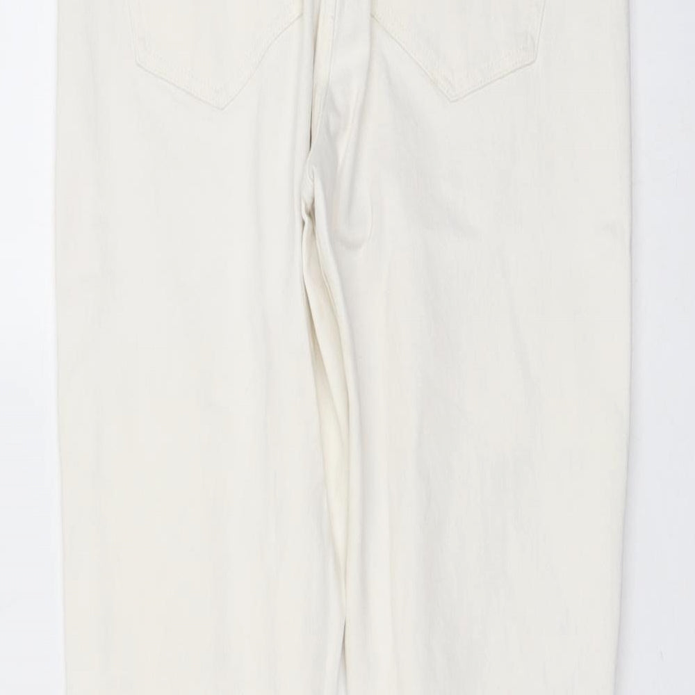 H&M Womens Ivory Cotton Straight Jeans Size 29 in L26 in Slim Button