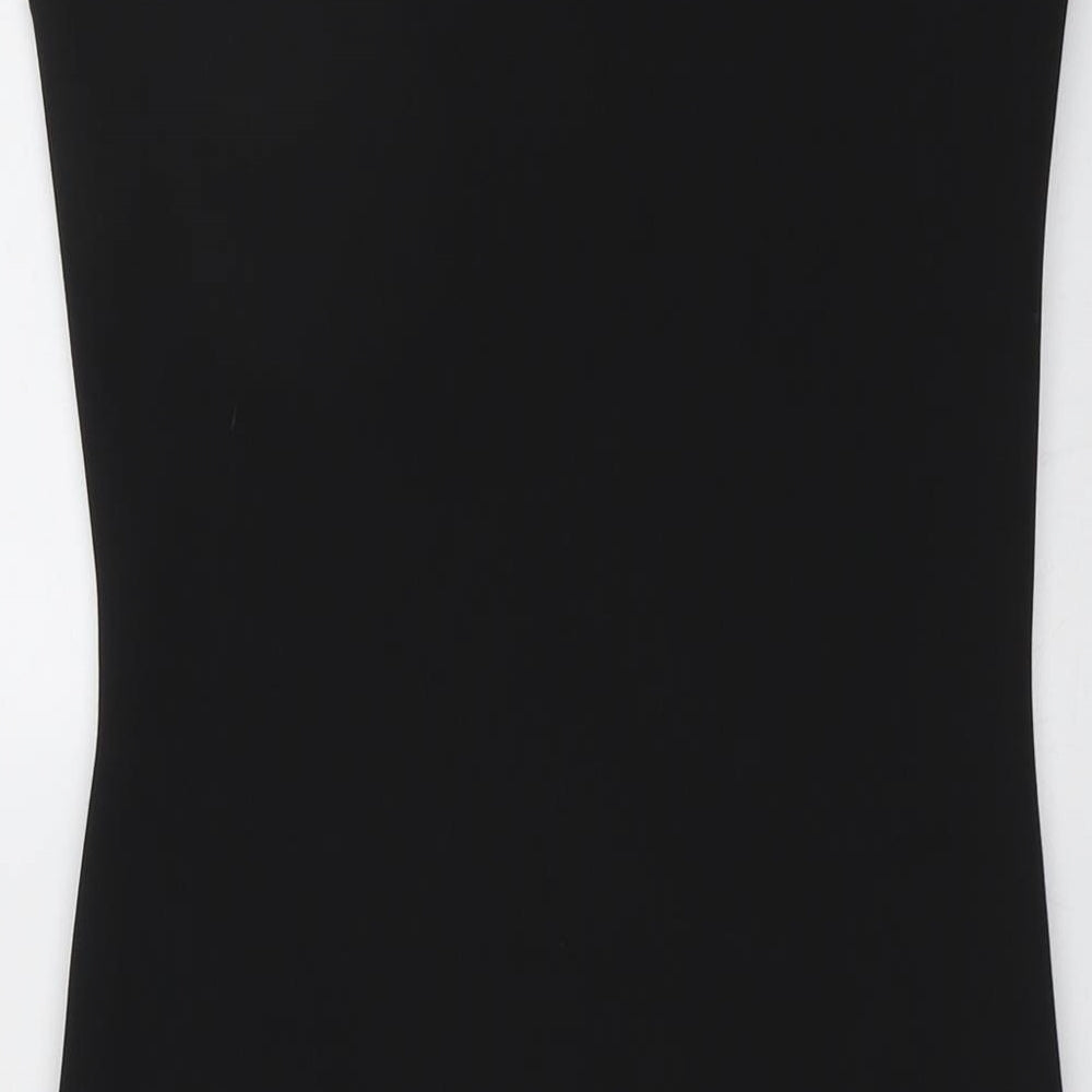 Izabel Womens Black Geometric Polyester A-Line Size 10 V-Neck Pullover