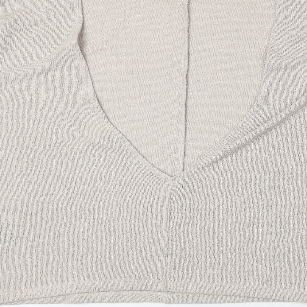 H&M Womens Beige Round Neck Polyester Pullover Jumper Size M - Open Back