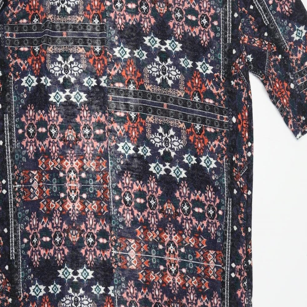 H&M Womens Multicoloured V-Neck Geometric Viscose Cardigan Jumper Size M