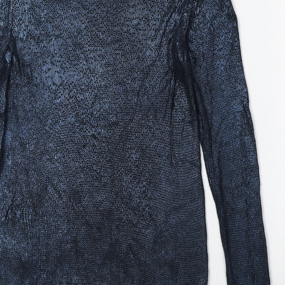 Oasis Womens Blue Round Neck Viscose Pullover Jumper Size XS