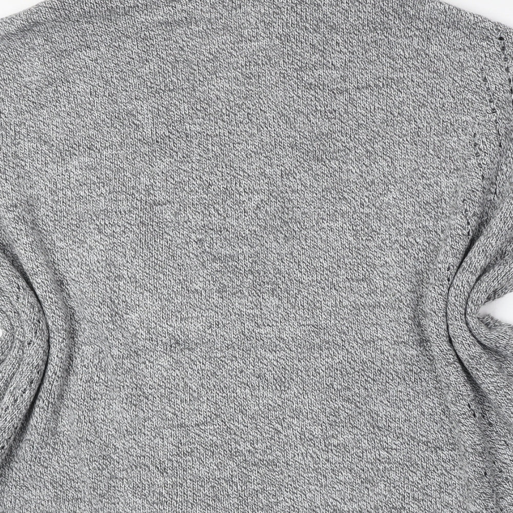 Patio Da Moda Womens Grey V-Neck Acrylic Pullover Jumper Size M