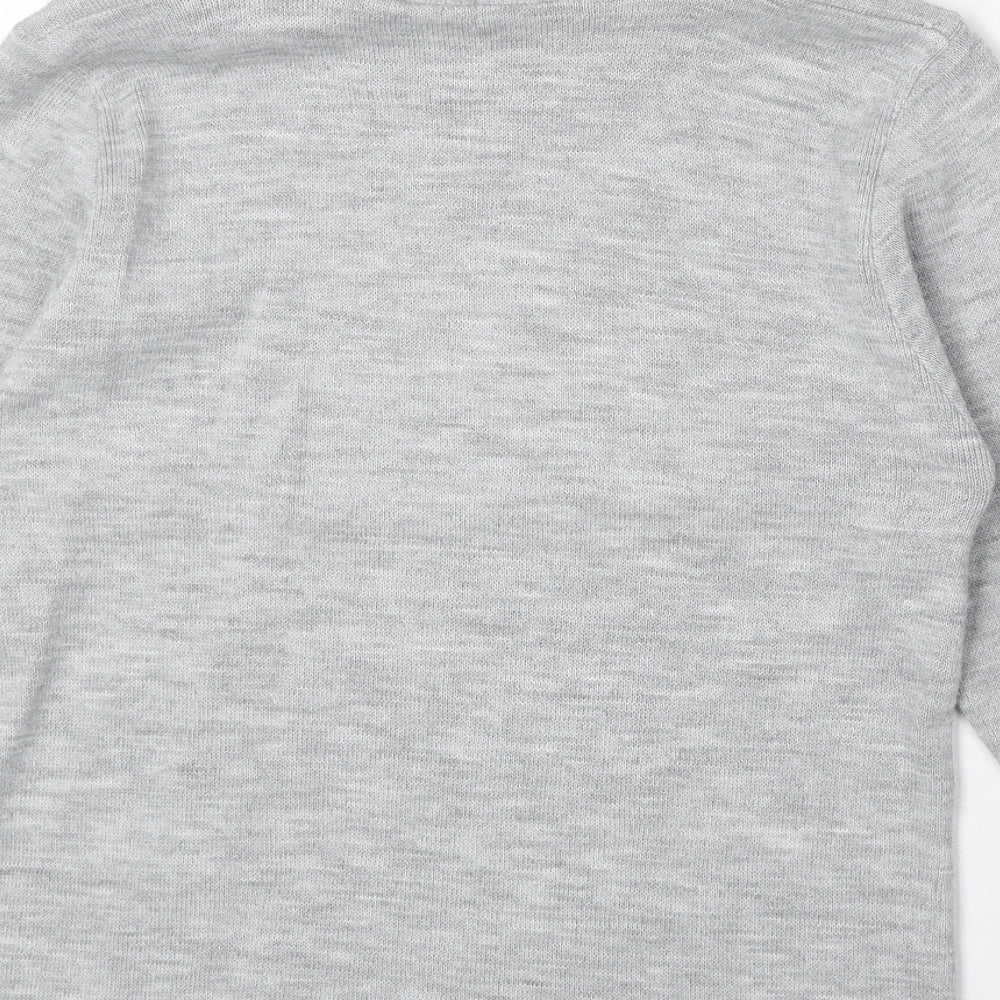 Vida Vi Womens Grey Roll Neck Striped Acrylic Pullover Jumper Size S