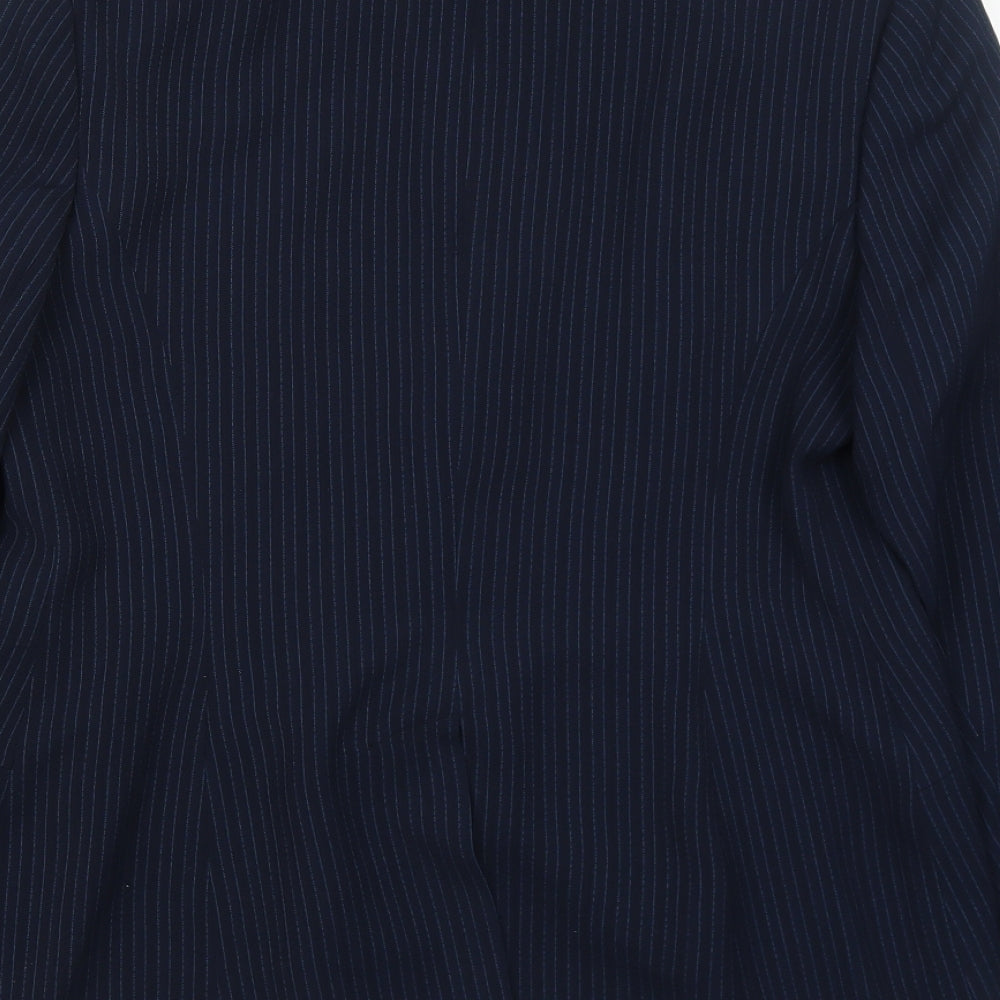 OPUS Womens Blue Striped Polyester Jacket Suit Jacket Size 14