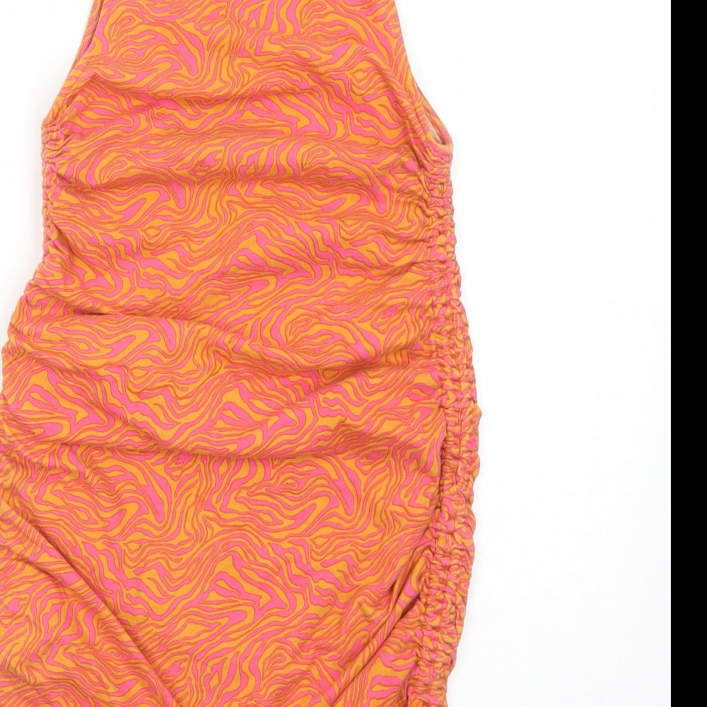 Motel Rocks Womens Orange Geometric Cotton Tank Dress Size S Round Neck Pullover