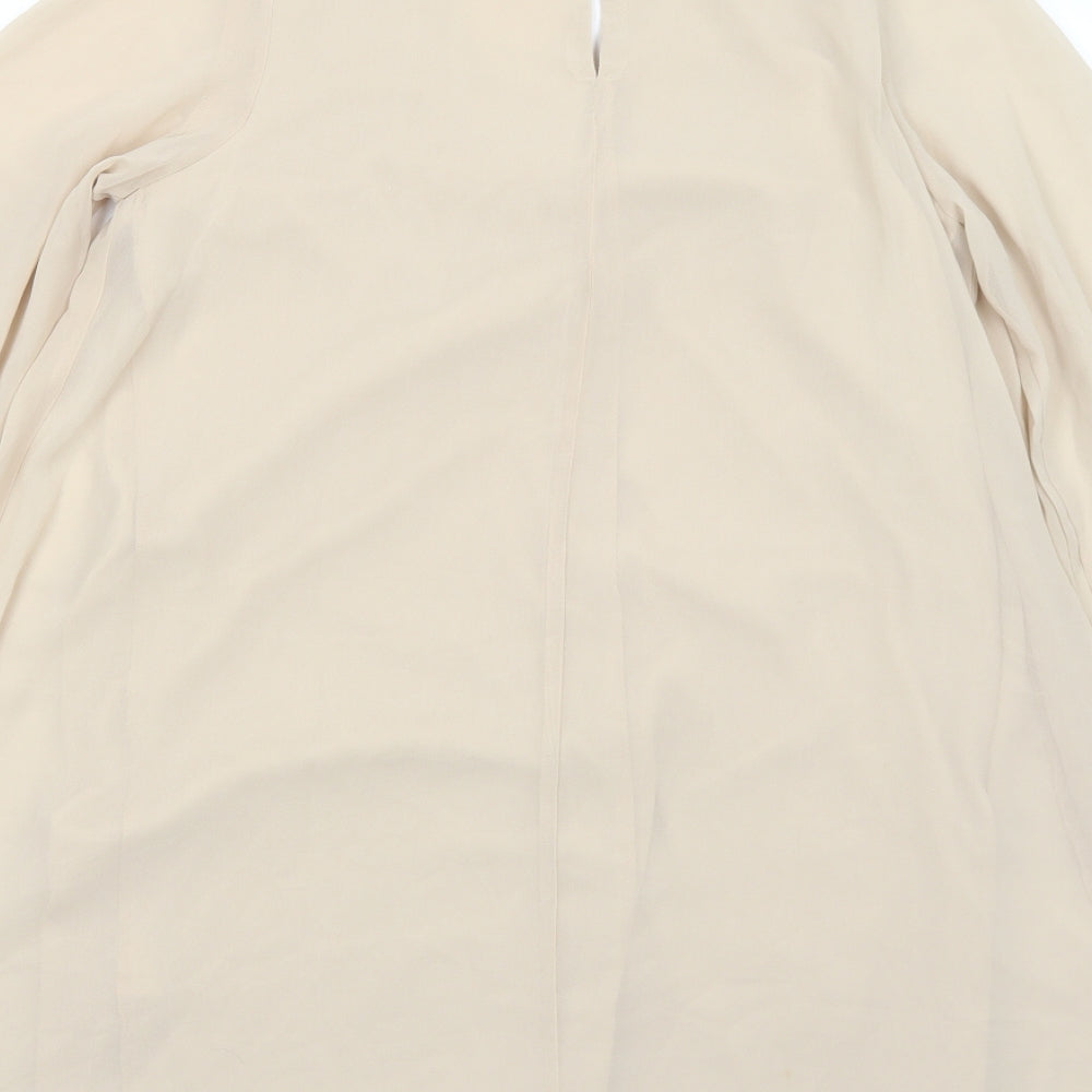 Love Womens Beige Polyester Trapeze & Swing Size S V-Neck Button