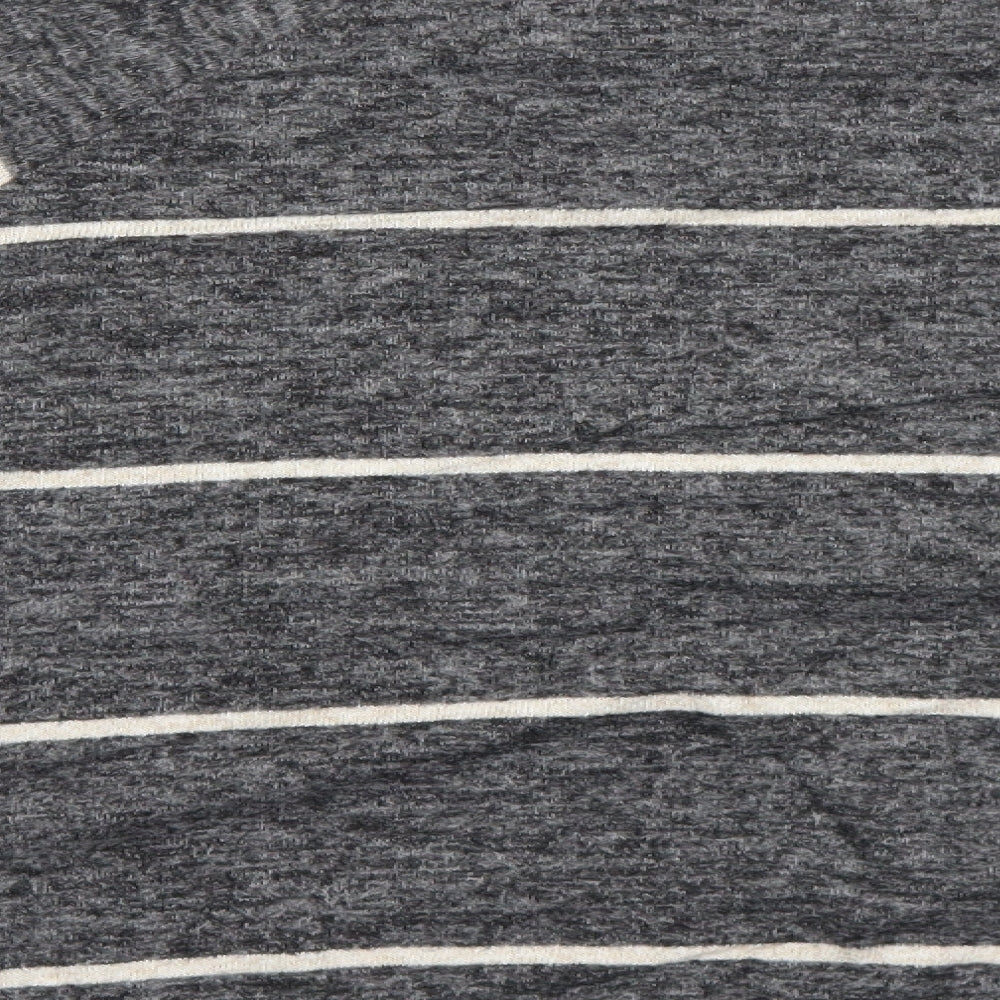 H&M Womens Grey Round Neck Striped Viscose Pullover Jumper Size L