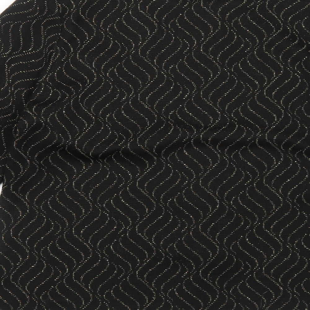 Bonmarché Womens Black Geometric Jacket Blazer Size 16 Button