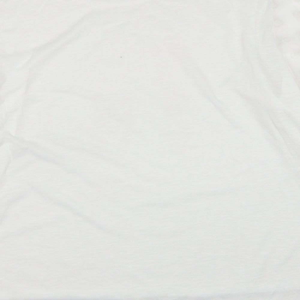QED London Womens White Polyester Basic Blouse Size L Round Neck