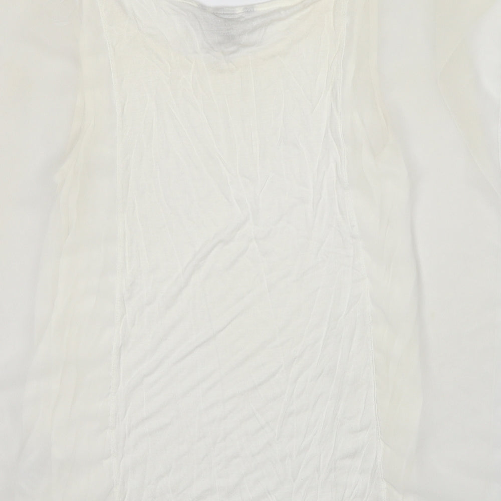 H&M Womens White Viscose Basic Blouse Size S Round Neck