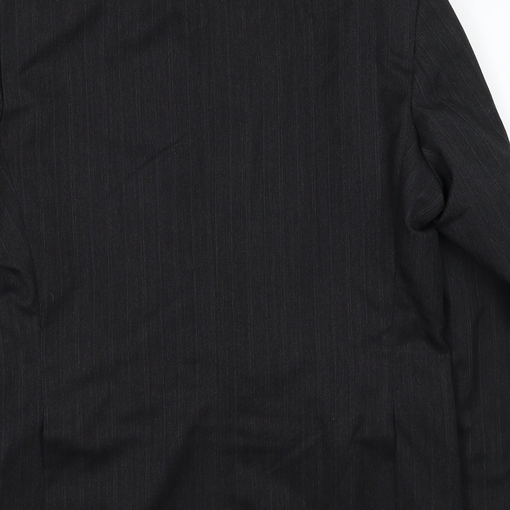 Greenwoods Mens Grey Striped Polyester Jacket Suit Jacket Size 42 Regular