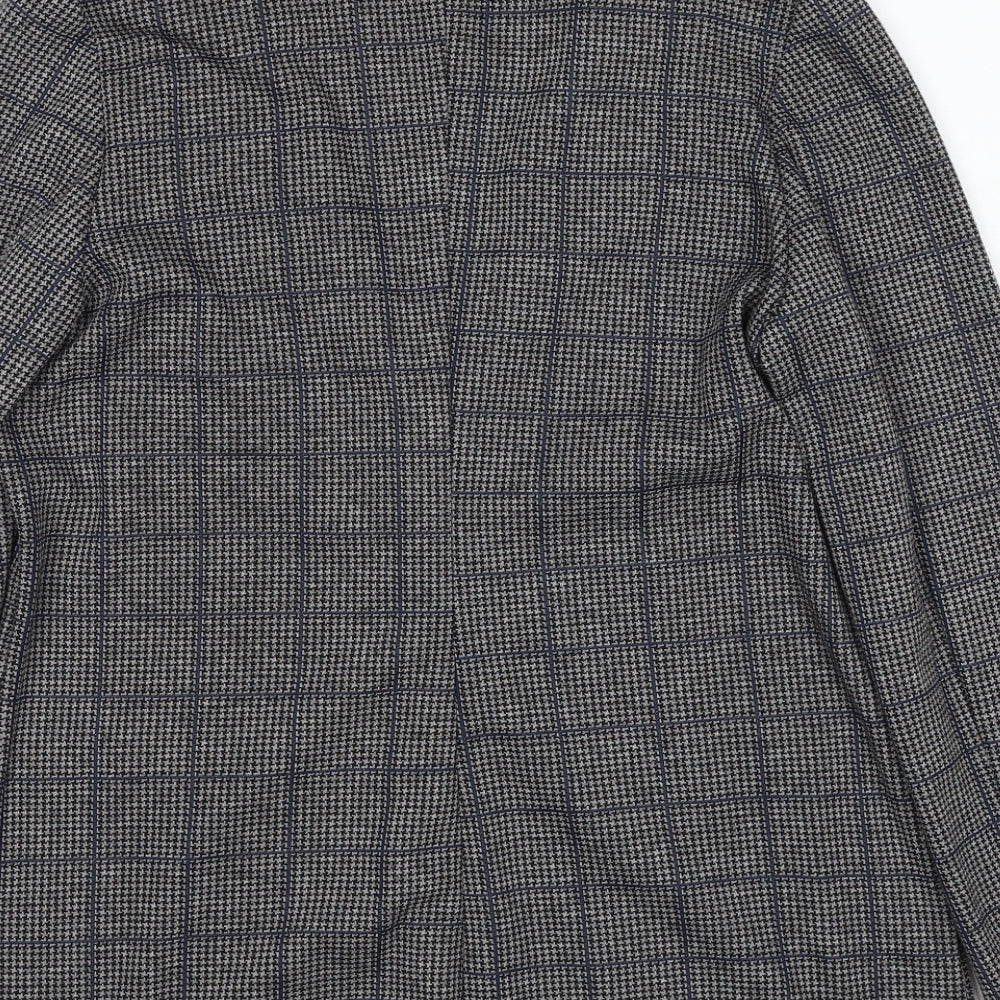Cortefiel Womens Black Geometric Jacket Blazer Size M Button