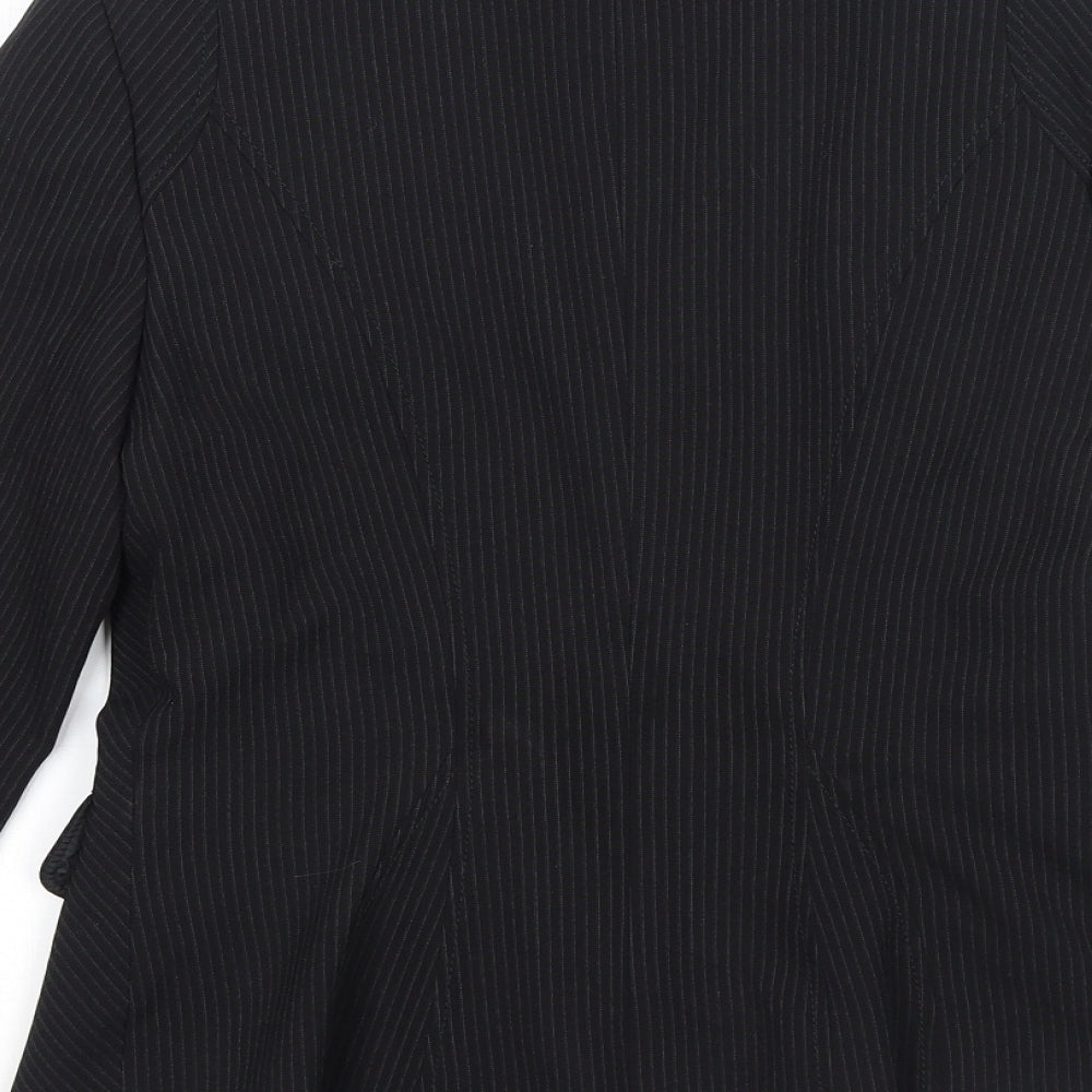 New Look Womens Black Striped Polyester Jacket Suit Jacket Size 12