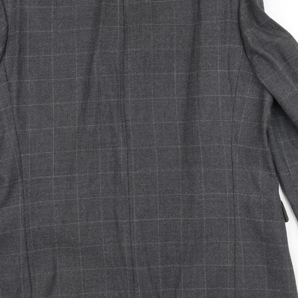 Bruno Saint Hilaire Mens Grey Geometric Polyester Jacket Suit Jacket Size 40 Regular