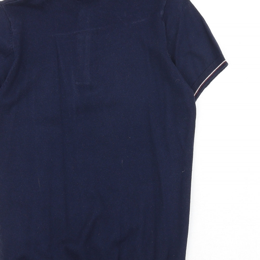 Next Boys Blue Cotton Pullover Polo Size 9 Years Collared Button