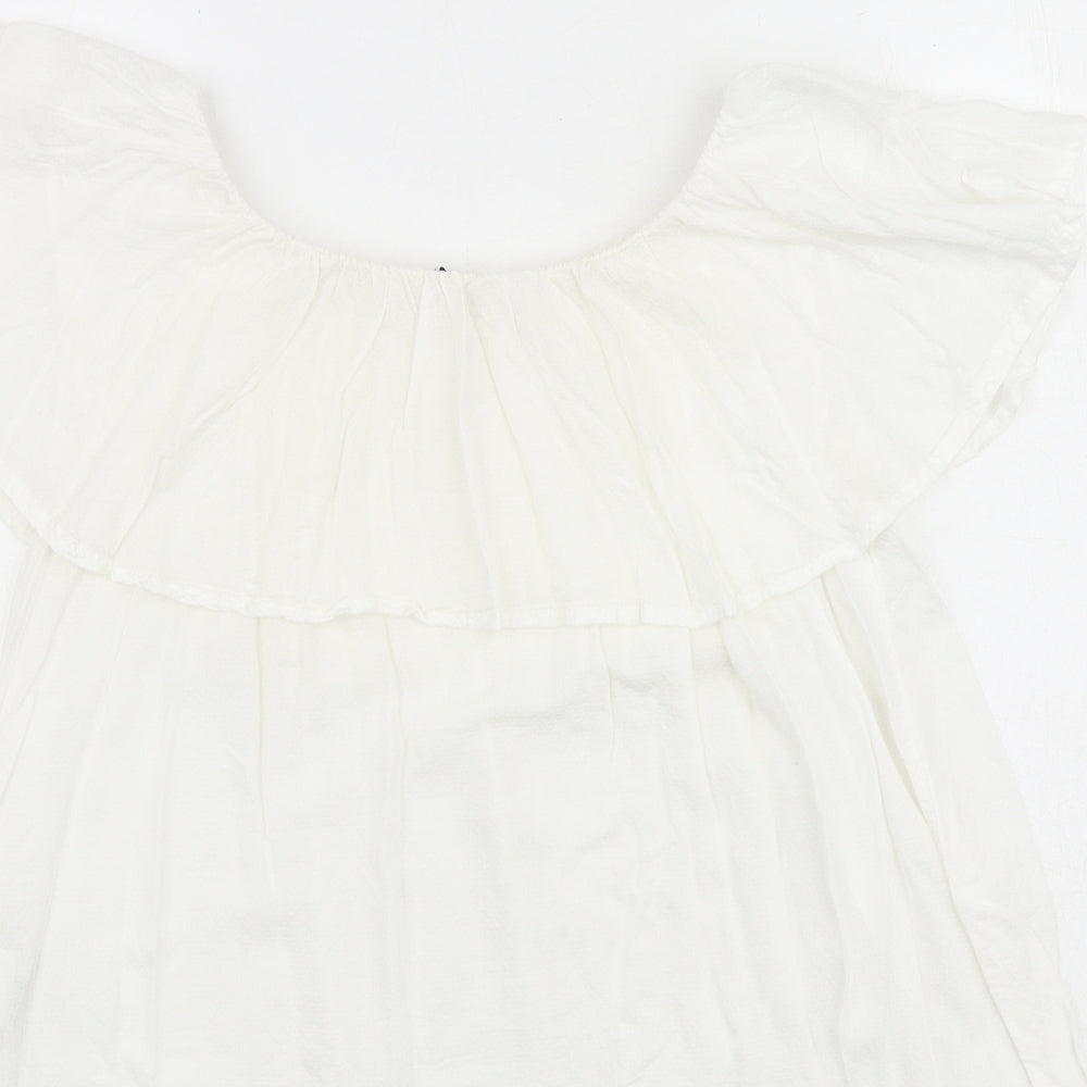 Pimkie Womens White Modacrylic Basic Blouse Size M Round Neck