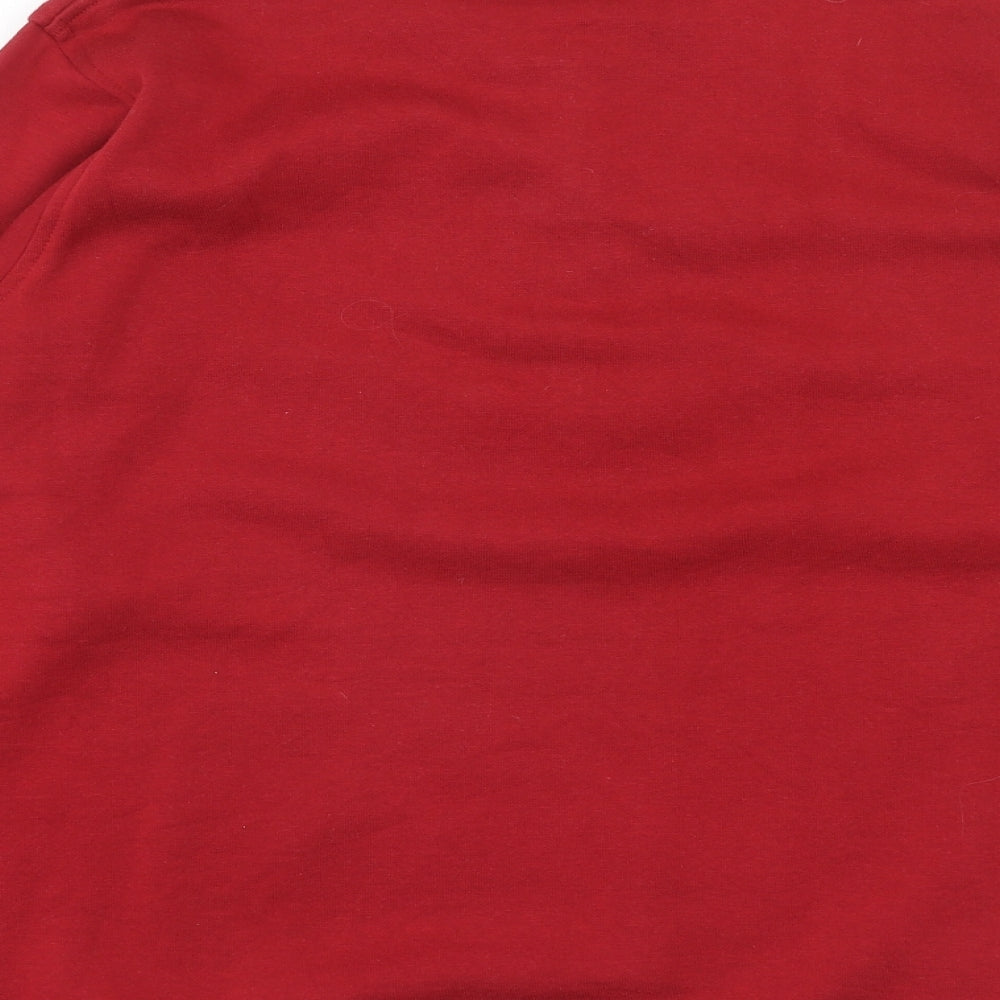 EWM Womens Red Cotton Pullover Sweatshirt Size 14 Button - Size 14-16