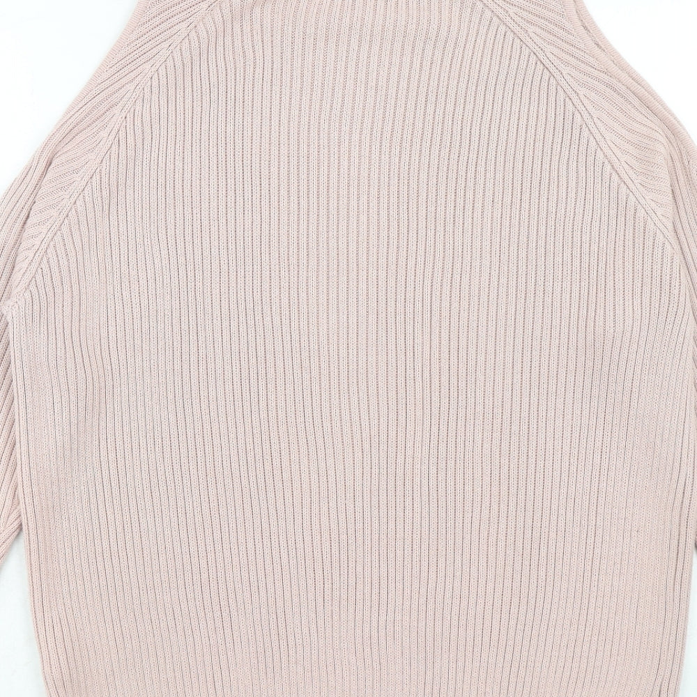 H&M Womens Pink Round Neck Acrylic Pullover Jumper Size M - Cold Shoulder