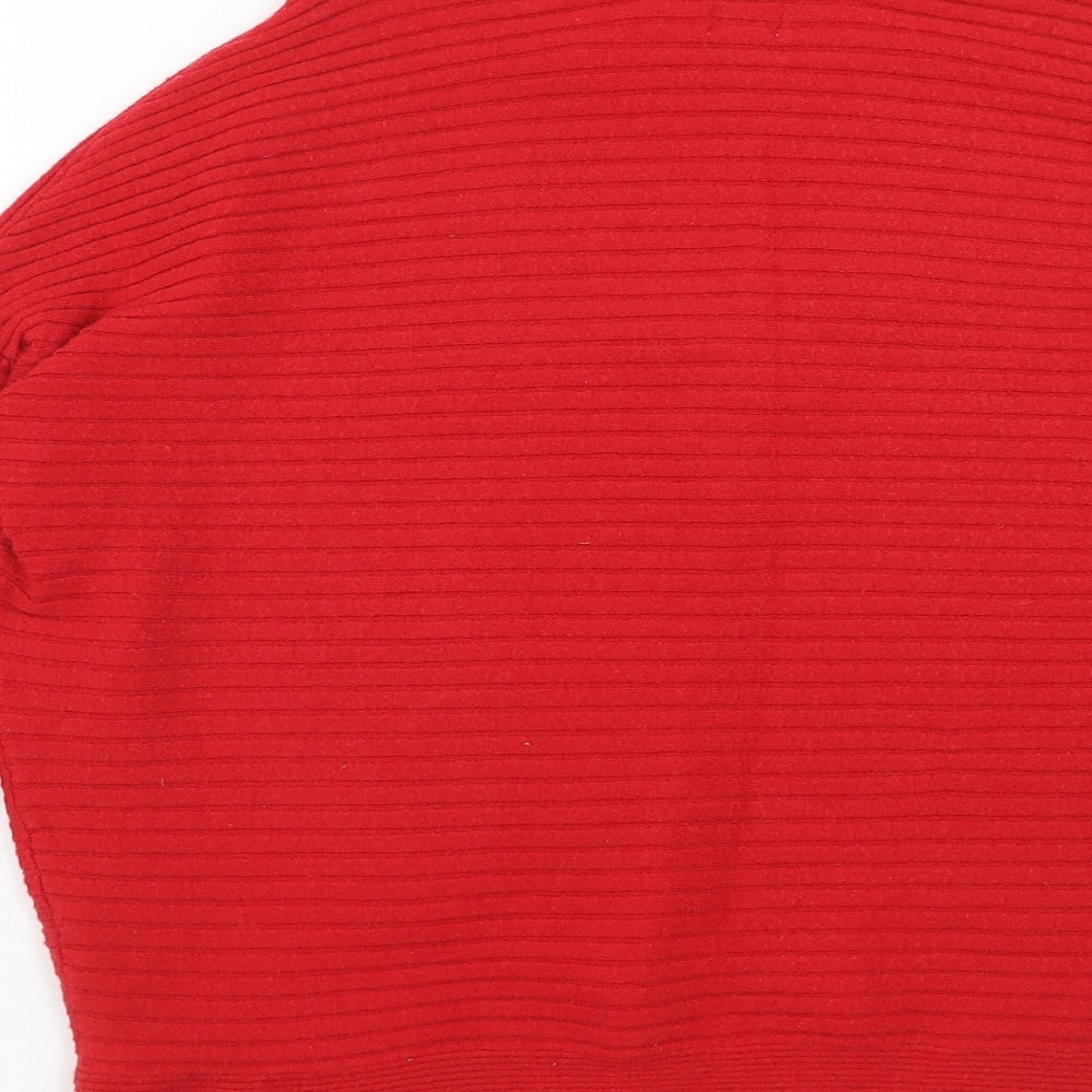River Island Womens Red V-Neck Viscose Pullover Jumper Size S