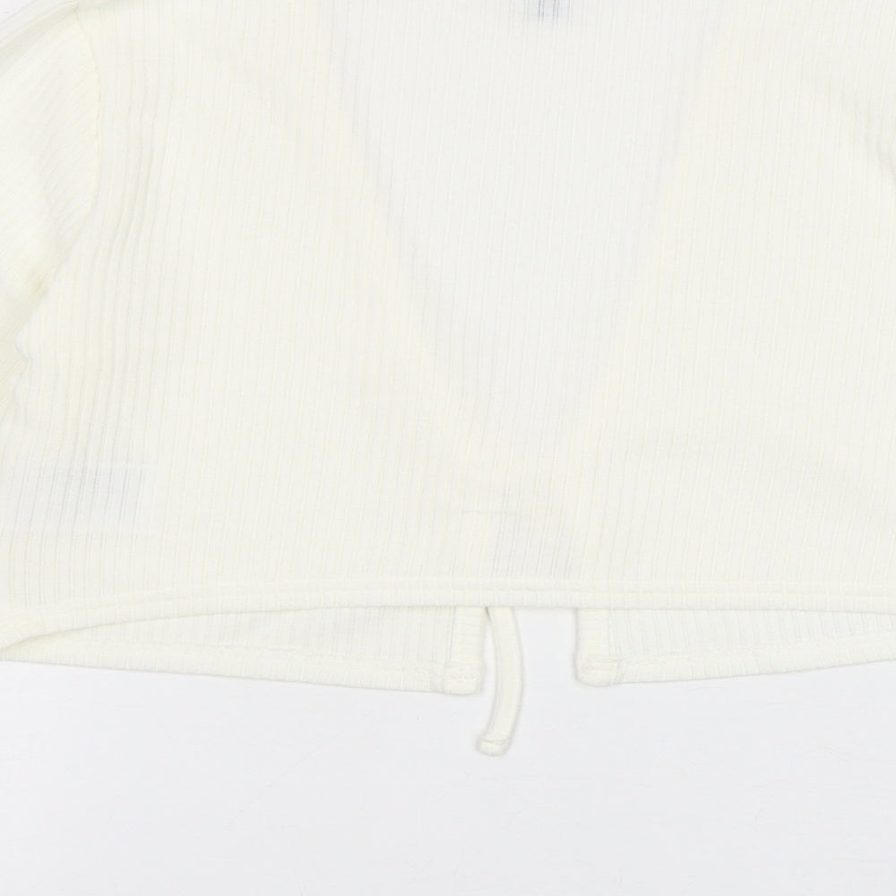 H&M Womens Ivory Polyester Wrap Blouse Size M V-Neck