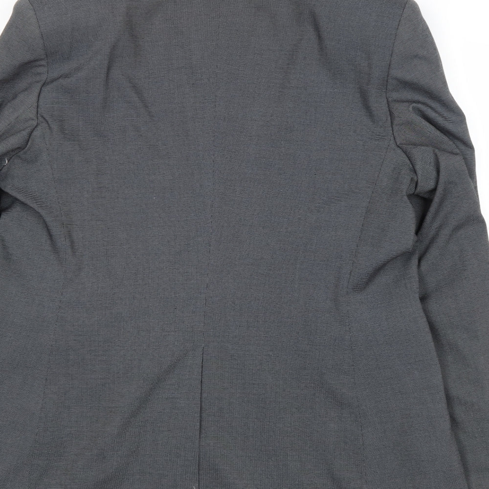 Icona Mens Grey Geometric Polyester Jacket Suit Jacket Size 36 Regular