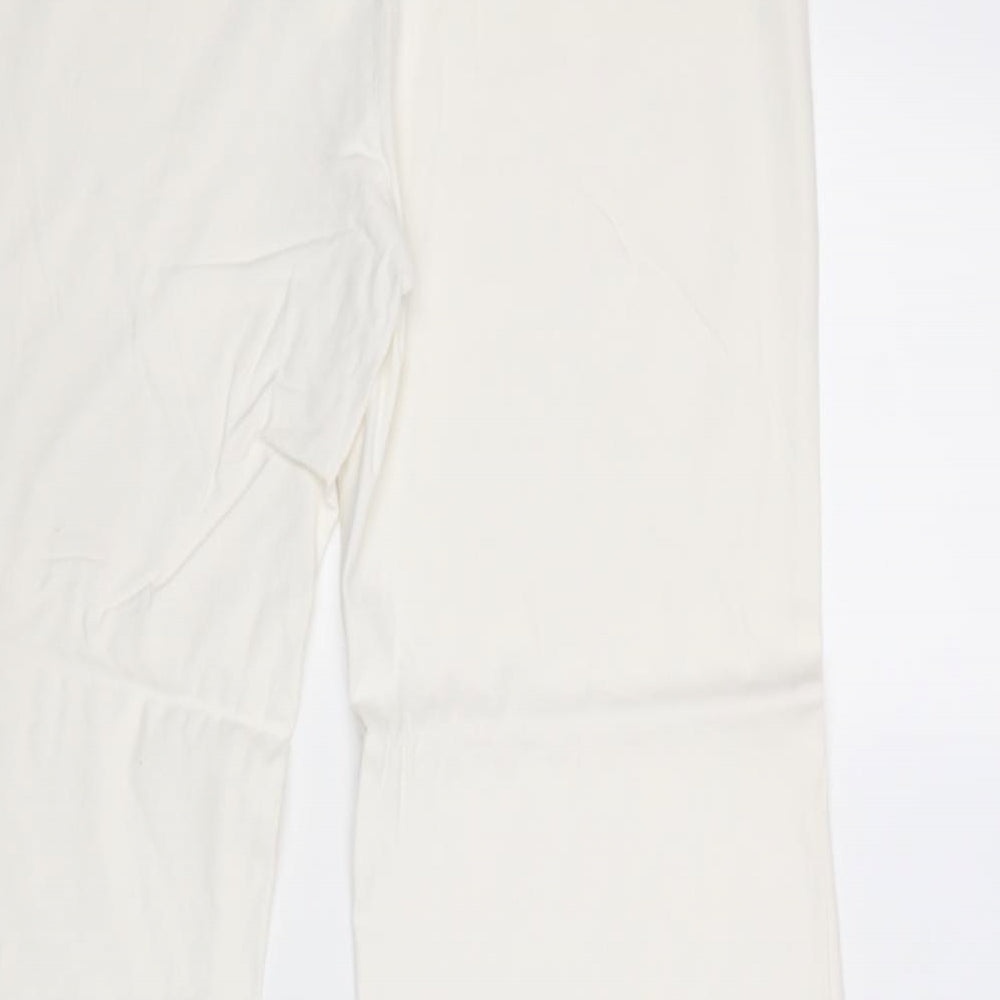 Dorothy Perkins Womens White Polyester Trousers Size 14 Regular Zip