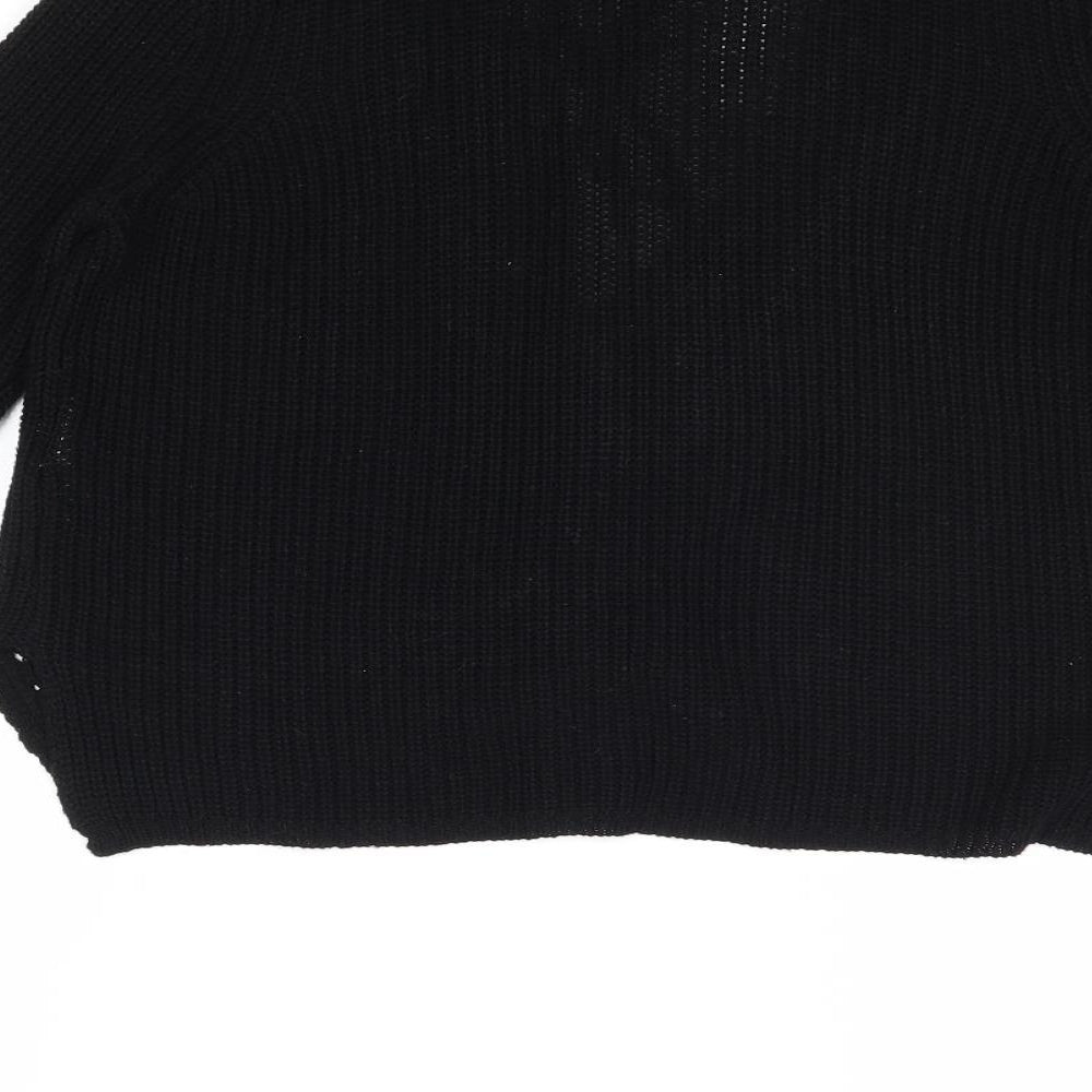 FOREVER 21 Womens Black V-Neck Acrylic Pullover Jumper Size S