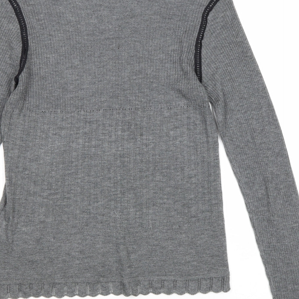 Silvian Heach Womens Grey Round Neck Polyester Pullover Jumper Size XS