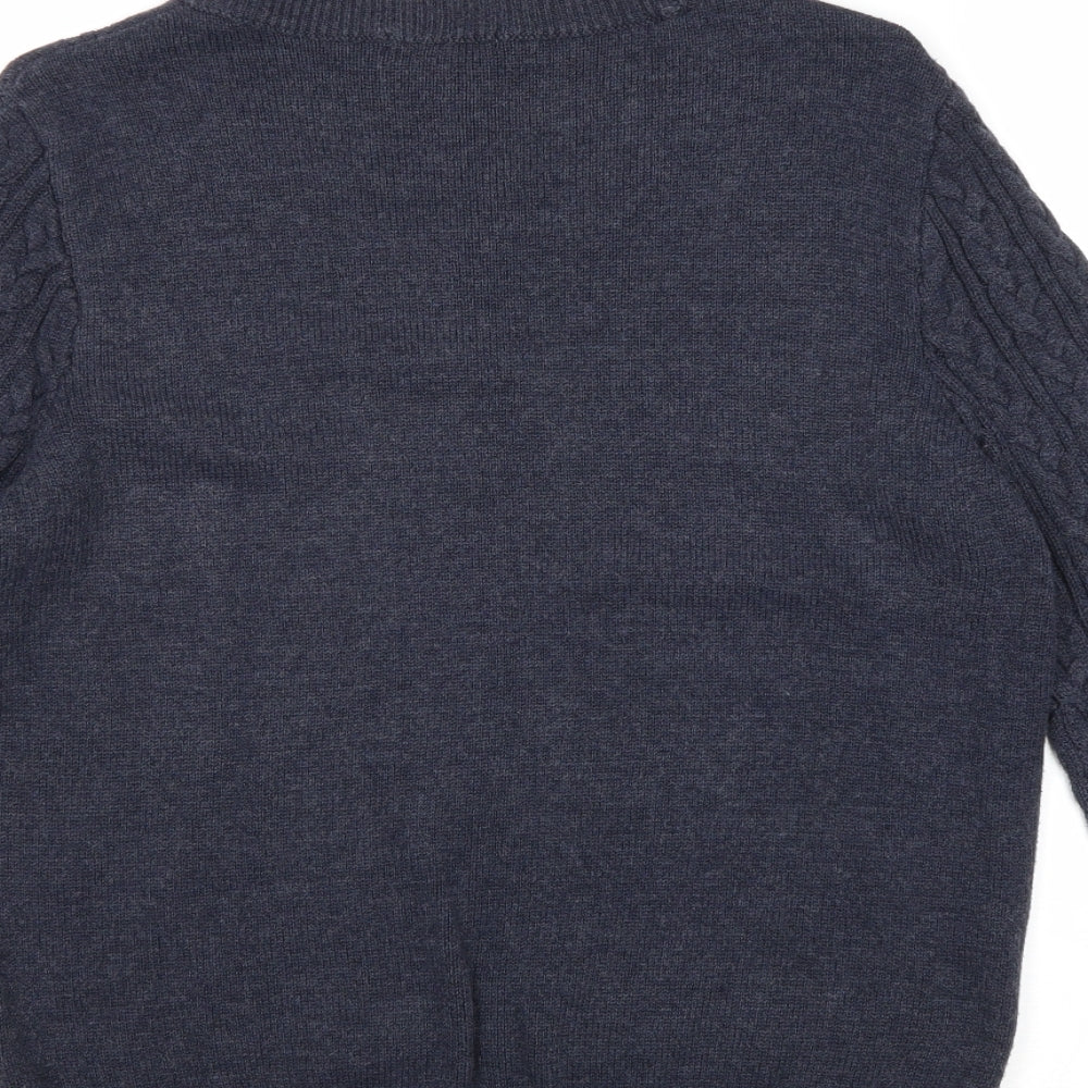 H&M Womens Blue Round Neck Acrylic Pullover Jumper Size L