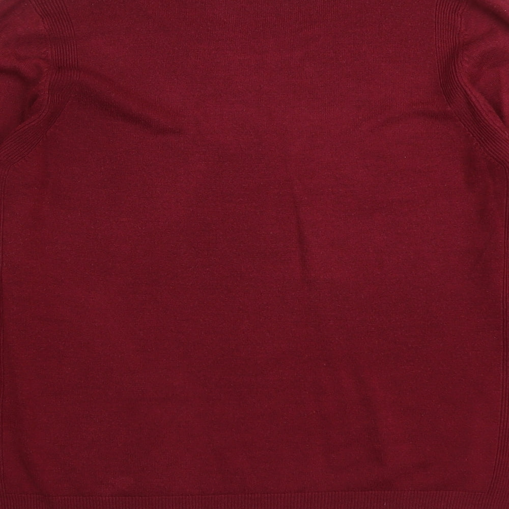 Marks & Spencer Womens Red Round Neck Acrylic Pullover Jumper Size 14