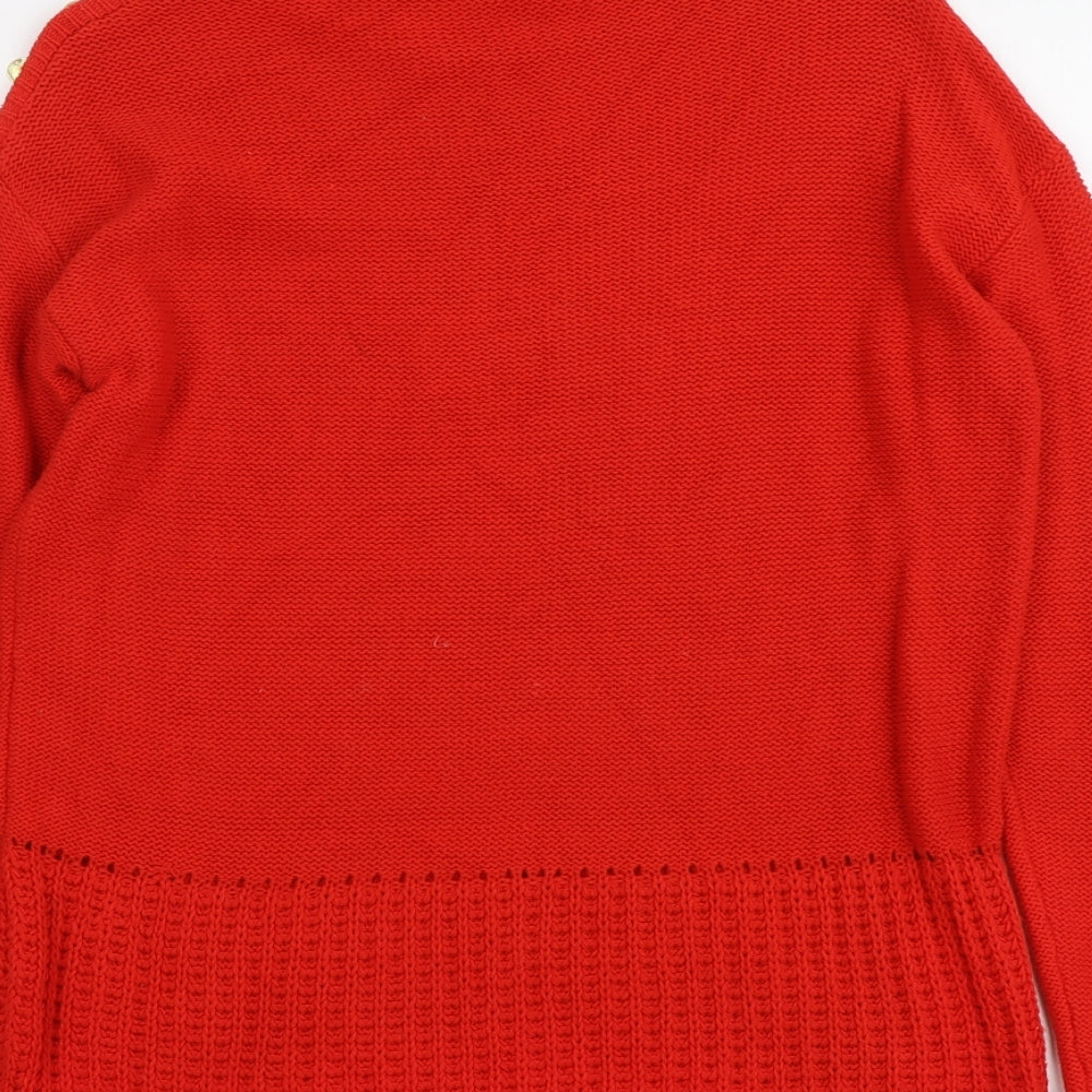 NEXT Womens Red Mock Neck Cotton Pullover Jumper Size 8