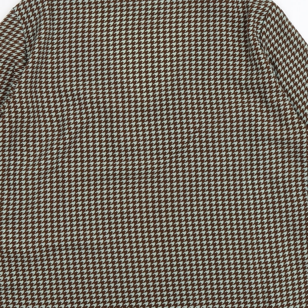VILA Womens Brown Geometric Polyester Basic Blouse Size 10 V-Neck