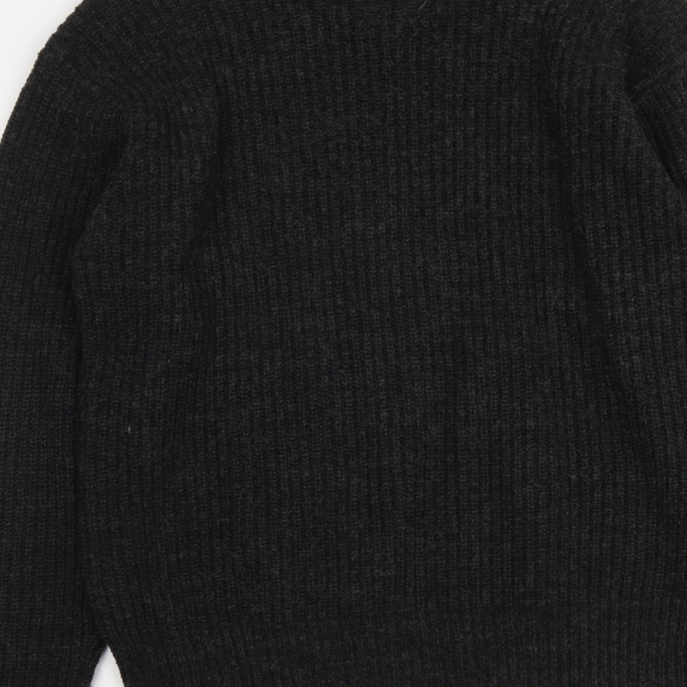 Petroleum Mens Grey Collared Acrylic Pullover Jumper Size M Long Sleeve