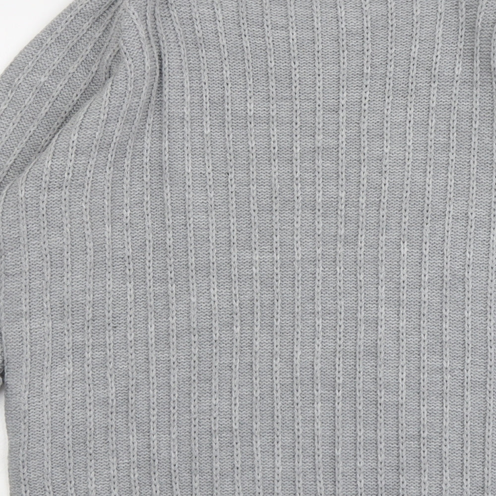 Tru Collection Womens Grey Round Neck Acrylic Pullover Jumper Size L
