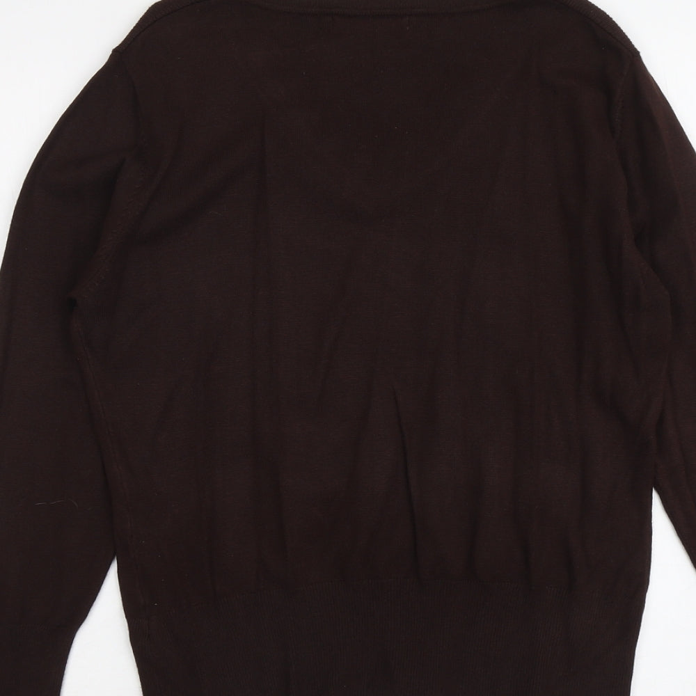 Just Elegance Womens Brown V-Neck Viscose Pullover Jumper Size M