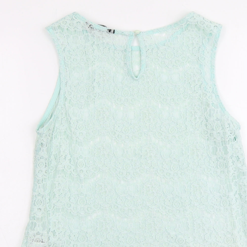 New Look Womens Green Viscose Basic Tank Size 12 Round Neck